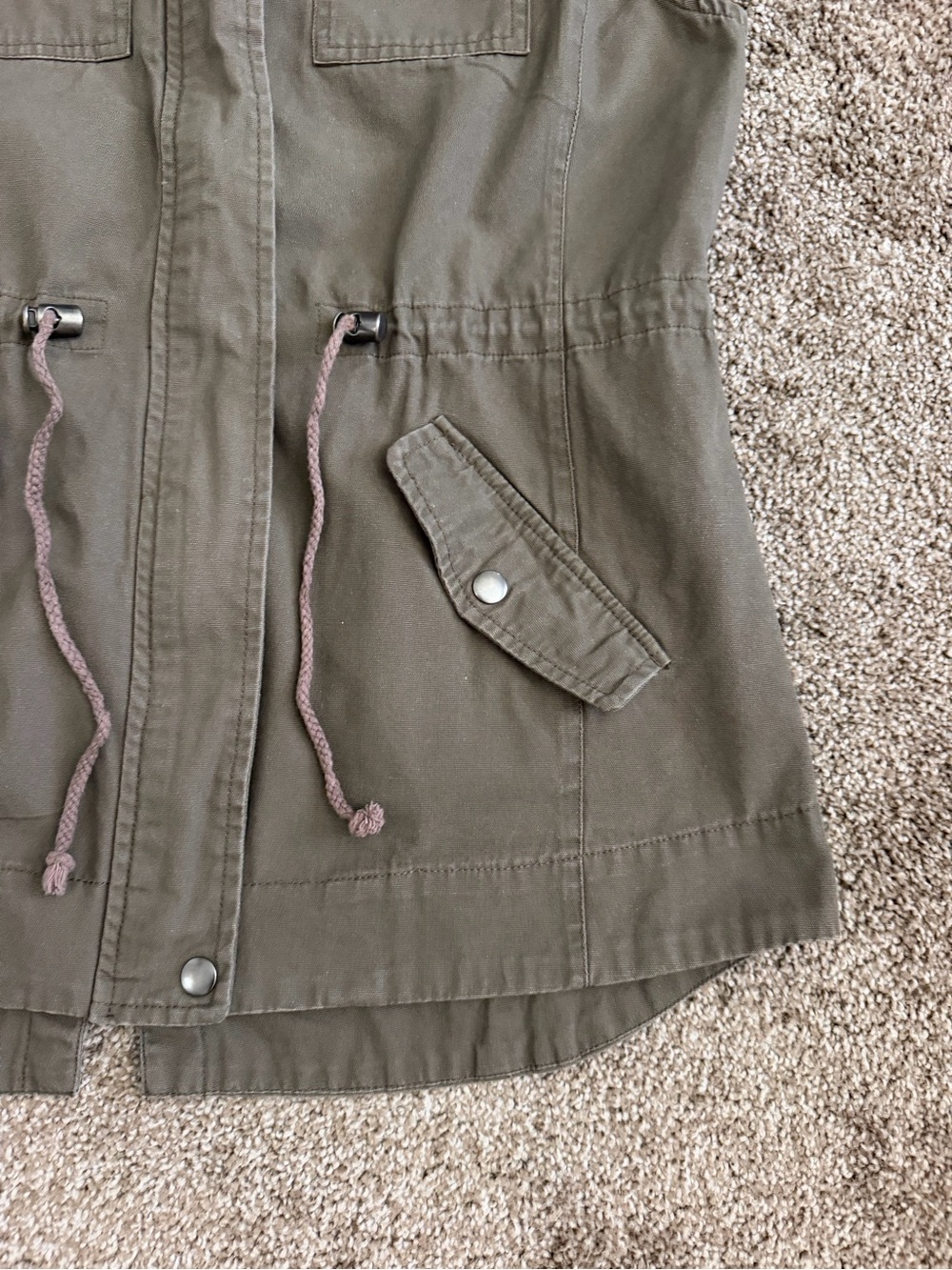 Sebby Olive Utility Drawstring Vest - Picture 5 of 9